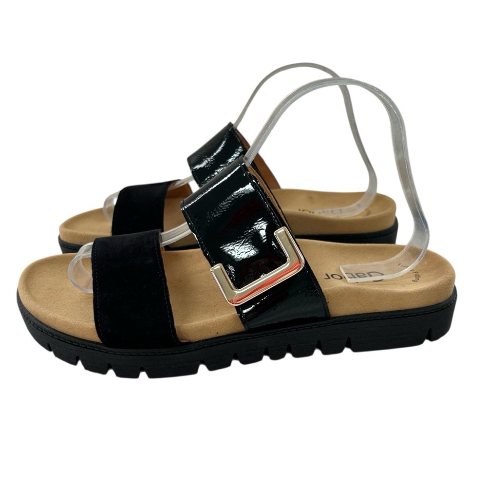 Gabor Black Sandals with Silver Buckle